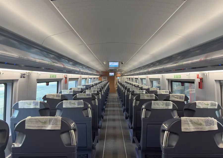 Reserved seats inside a YHT train
